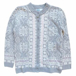 National Cardigan Coastal Grandma Sweater Size Large Grey Pink Cottagecore Knit